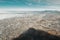 Large aerial view of city of Dornbirn in Austria in the morning fog