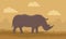 Large African rhinoceros in the savannah wild