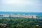 Large Agriculture Grain Elevator Silo Complex with Green trees