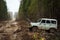 Large all-wheel drive all-terrain vehicle in the forest