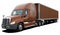 Large American modern truck Freightliner Cascadia completely brown.