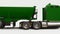Large American truck with a trailer type dump truck for transporting bulk cargo on a white background. 3d illustration.