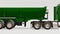 Large American truck with a trailer type dump truck for transporting bulk cargo on a white background. 3d illustration.