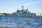 Large amphibious ship `Minsk` at the Palace embankment. Navy Day in St. Petersburg