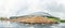 Large Amphitheater in Zaryadye Park without people after rain on a cloudy day in Moscow, Russia