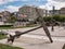 Large anchor located in the fishermen`s park with the sculpture of the three fishermen