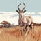 Large antelope standing in tall grass. The antelope has long horns and appears to be looking at something off-screen