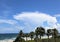 A large anvil cumulus cloud rises south east of the Boca Raton beachfront giving notice that a storm may be on its way