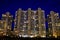 Large apartment building at night