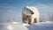 Large arctic mammal standing on frozen ice floe generated by AI