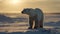 Large arctic mammal standing on ice floe generated by AI