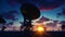 Large Array Radio Telescope. Time-lapse of a radio telescope in desert at sunrise against the blue sky. 3D Rendering