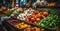 Large Asian Fruit and Vegetable Market - AI generated image