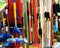 Large assortment of brushes for cleaning premises in the store. Trade in floor cleaning equipment