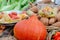 Large assortment of seasonal fruits and vegetables sold at farme