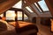 a large attic room with a view of the sea and sunsets