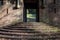 large auditorium of the Heidelberg Thingstaetteon the Heiligenberg through the iron entrance door