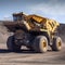 Large Autonomous Driverless Powerful Electric Drive Mining Truck in Open Pit. Generative ai