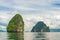 large beautiful islands - rocks uninhabited, view of the mountains from the sea in Thailand