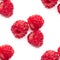 Large berries of red fresh raspberries are on a white background, isolated