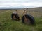 Large bike with tractor wheels parked on a field England UK