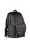 A large black backpack with a strong fastening