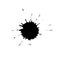 Large black spray drop. Blot. Grunge splatters. Abstract background. Black ink splash background, isolated on white. dirt splat,