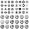 Large Black and White Vector Snowflake Icon and Symbol Collection