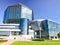 A large blue conceptual beautiful glass building national library of Belarus. Republic of Belarus, Minsk, August 20, 2018