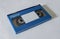 Large blue digital betacam video cassette front side
