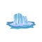 Large blue iceberg with lights and shadows. Big ice mountain floating in pure water. Arctic landscape Flat vector icon