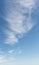 Large blue sky vertical panorama with wispy white clouds