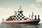 A large boat with chess pieces on it, AI