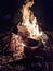 Large Bonfire Wood Pile Burning Heat Flames