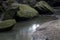 Large boulders in stream in Old Man`s Cave area