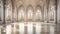 Large bright hall in gothic style. Luxury empty interior