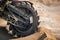 Large bucket wheel excavator mining machine at work in a brown coal open pit mine