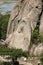 Large buddha relief carved into stone on Namsan near Gyeongju in South Korea