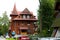 Large building of wooden logs in Zakopane