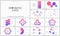 Large bundle of minimal infographic design templates. Diagrams with multicolored round and sectoral elements, thin line