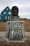 Large bust of Roald Amundsen in Ny-lesund on the island Spitsbergen, Svalbard