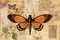 A large butterfly sitting on top of a piece of paper. Generative AI image.