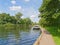 Large Cabin Cruiser moored on the River Bure on the Norfolk Broads