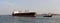 Large cargo carrier ship entering sea port