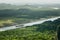 Large cargo ship navigating through the Panama Canal