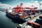Large Cargo Ship in Vast Ocean Ã¢â‚¬â€œ Freight Transportation on Open Waters, Global business logistics import