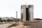 The large cement storage silos at the now closed Portland Cement Works