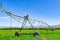 Large centre pivot irrigation system running on a farm in Canterbury, New Zealand