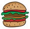 A large cheeseburger with lettuce and tomatoes vector or color illustration