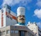 Large chef head at the top of Niimi kitchenware store building located in the corner of Asakusa-dori and Kappabashi-dori